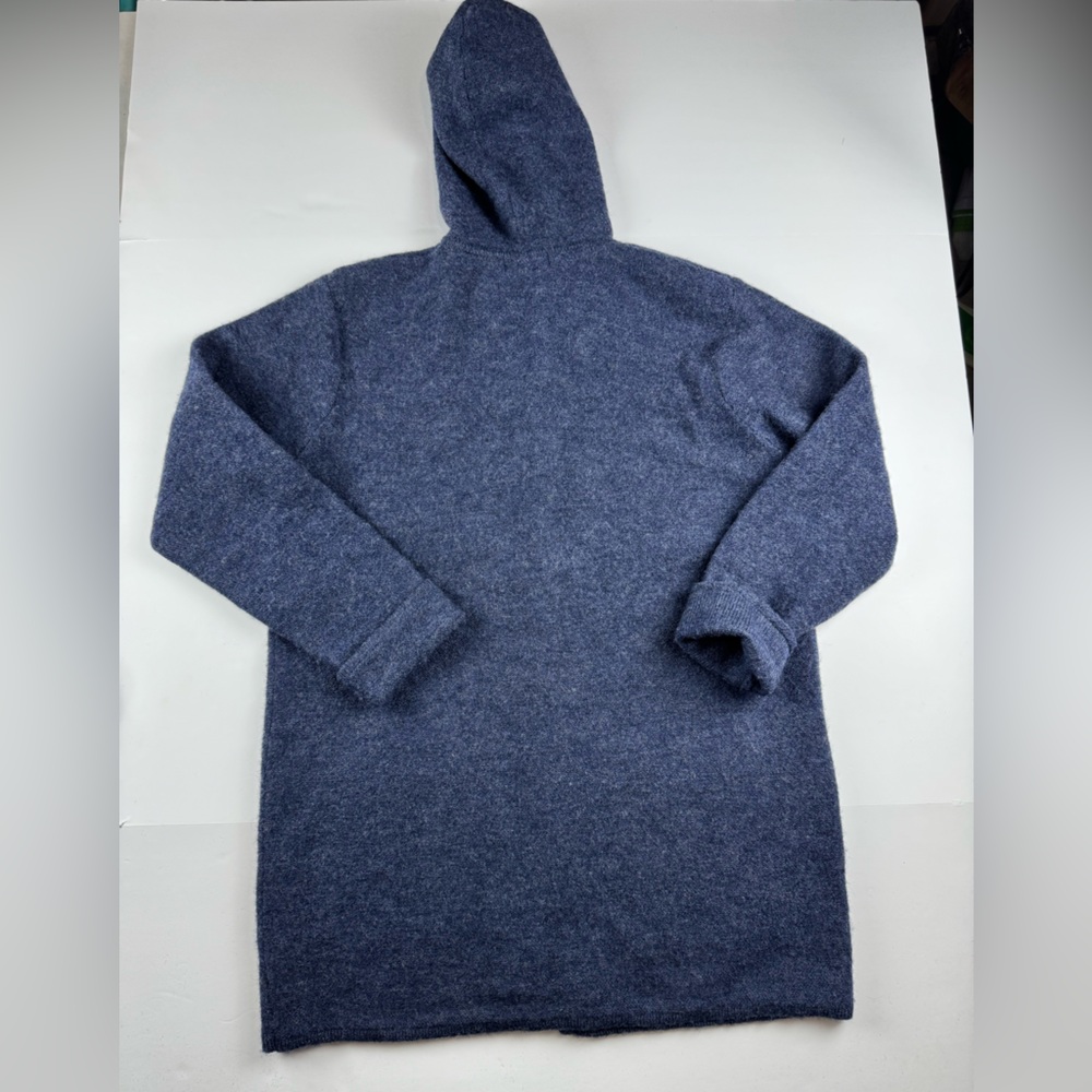 Karen Scott Blue Wool hooded coatigan with toggle buttons - Picture 6 of 7